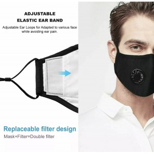 Reusable Black Anti-Air Pollution Face Mask + Respirator & 2 Filters Set (Free Delivery)